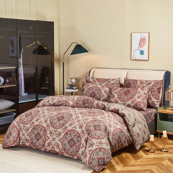 Tache Home Fashion Tache Bohemian Desert Medallion Boteh Paisley Orange Blue Taupe Reversible Duvet Cover (TJ3502)