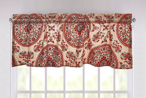 tache home fashion Tache Bohemian Desert Medallion Boteh Paisley Taupe Window Valance (TJ3502)