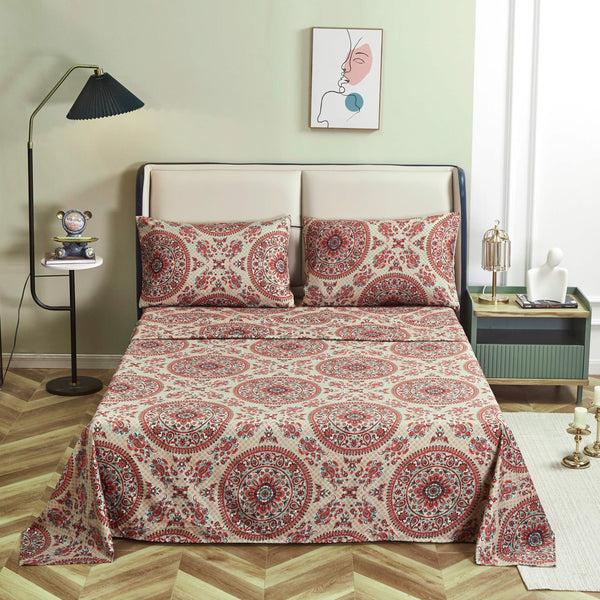 tache home fashion Tache Bohemian Desert Medallion Boteh Paisley Taupe Fitted Sheet Flat Sheet (TJ3502)