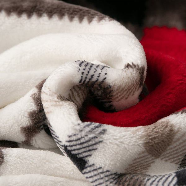 Tache Home Fashion Tache Brown Red Sunset Maple Farmhouse Plaid Patchwork Throw Blanket (4025)