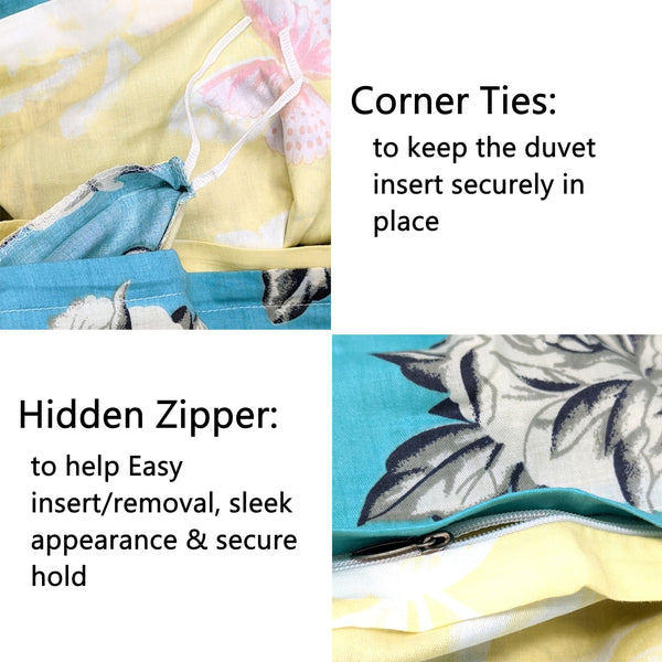 Tache Home Fashion Tache Butterfly Wonderland Cotton Aqua Floral Duvet Cover (2142)