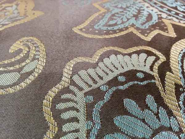Tache Home Fashion Tache Chenille Elegant Paisley Floral Striped Brown Blue Eastern Comforter Set With Zipper Cover (14070)