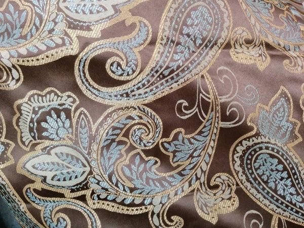 Tache Home Fashion Tache Chenille Elegant Paisley Floral Striped Brown Blue Eastern Comforter Set With Zipper Cover (14070)