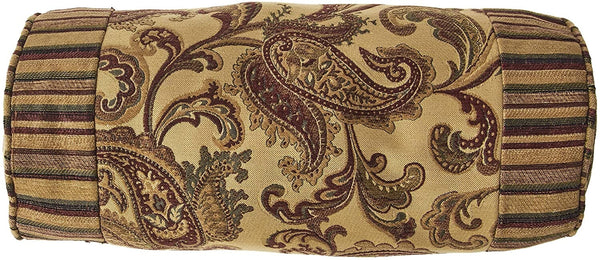 tache Home Fashion Tache Chenille Elegant Paisley Striped Brown Burgundy Exotic Blooms Comforter Set With Zipper Cover (BM14224)