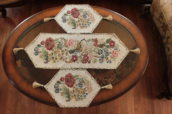 Tache Home Fashion Tache Colorful Floral Country Rustic Morning Meadow Woven Table Runner (3098)