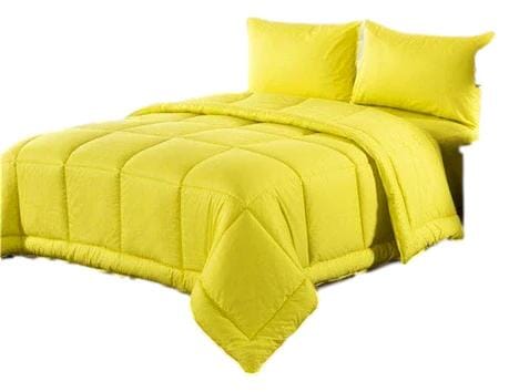 Tache Home Fashion Tache Cotton Baffle Box Stitched Sunny Yellow Comforter Set