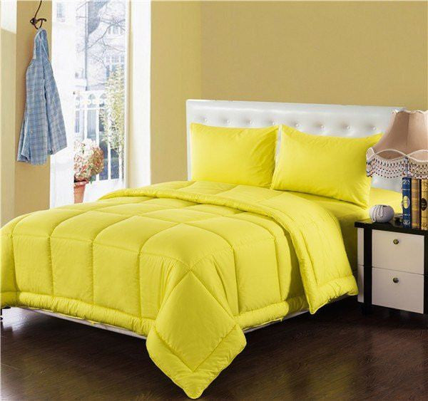tache home fashion Tache Cotton Baffle Box Stitched Sunny Yellow Comforter Set