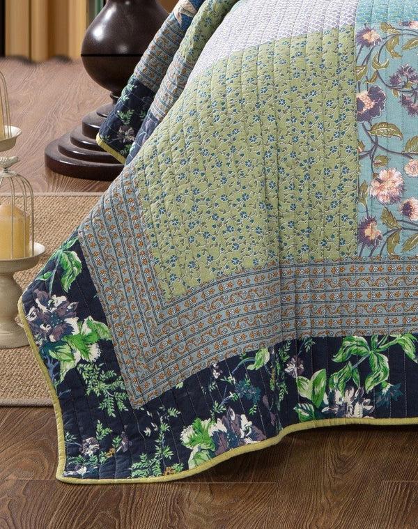 Tache Home Fashion Tache Cotton Bohemian Tropical Calla Lily Quilted Patchwork Bedspread Set (JHW-687)