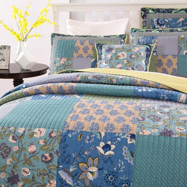 Tache Home Fashion Tache Cotton Bohemian Tropical Calla Lily Quilted Patchwork Bedspread Set (JHW-687)