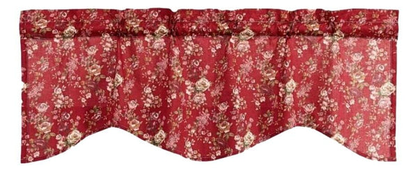 Tache Home Fashion Tache Cotton Burgundy Floral Sheer Scalloped Window Treatment Fairy Tale Tea Party Valance (DXJ103443)