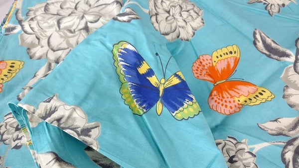 Tache Home Fashion Tache Cotton Butterfly Wonderland Aqua Floral Flat Sheet (2142FLT)