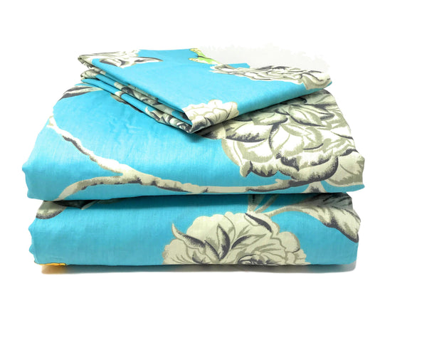 tache home fashion Tache Cotton Butterfly Wonderland Aqua Floral Flat Sheet (2142FLT)