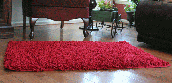 Tache Home Fashion Tache Cotton Chenille Solid Dark Raspberry Red Rug (MAT2032R)