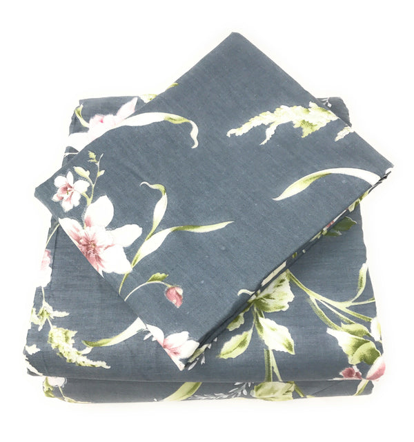 Tache Home Fashion Tache Cotton Cherry Blossom Grey Floral Flat Sheet (2162FLT)
