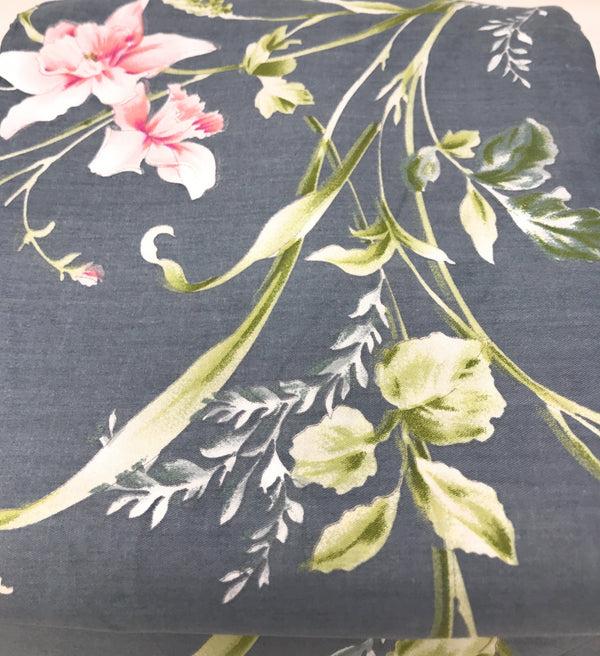 Tache Home Fashion Tache Cotton Cherry Blossom Grey Floral Flat Sheet (2162FLT)