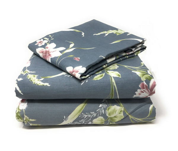 tache home fashion Tache Cotton Cherry Blossom Grey Floral Flat Sheet (2162FLT)