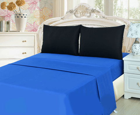 Tache Home Fashion Tache Cotton Deep Blue And Black Bed Sheet Set (BS4PC-BB)