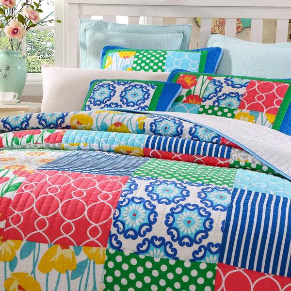 Tache Home Fashion Tache Cotton Dreamy Meadow Patchwork Floral Quilt Set (JHW-568)