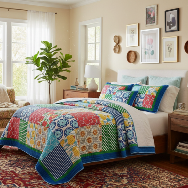 tache home fashion Tache Cotton Dreamy Meadow Patchwork Floral Quilt Set (JHW-568)