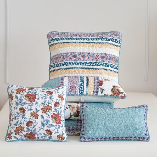 Tache Home Fashion Tache Cotton Floral Jacobean Blue White Old World Garden Cushion Covers 2-Pieces (JHW-936)