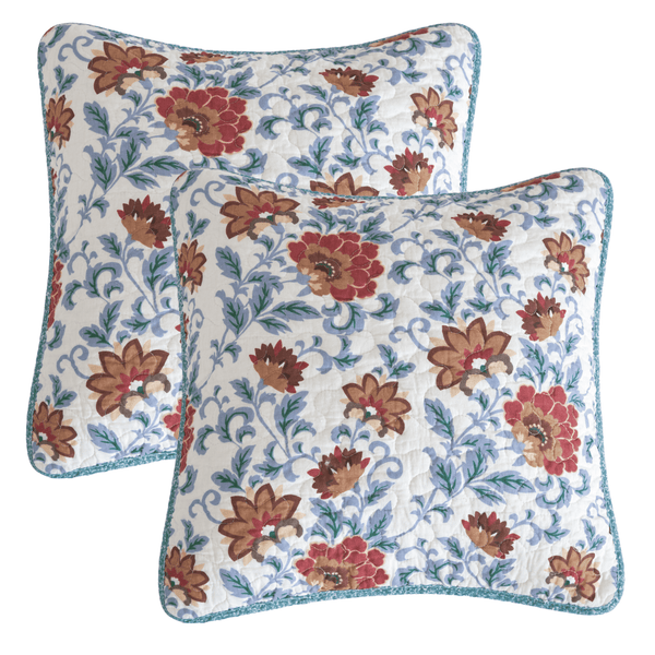 tache home fashion Tache Cotton Floral Jacobean Blue White Old World Garden Cushion Covers 2-Pieces (JHW-936)