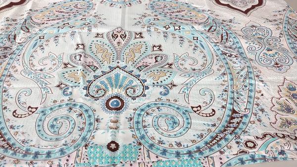 Tache Home Fashion Tache Cotton Frozen Forest Blue Paisley Flat Sheet (2172FLT)