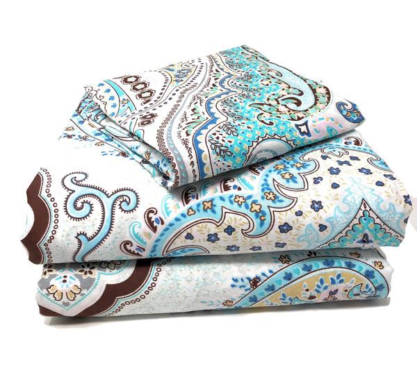 tache home fashion Tache Cotton Frozen Forest Blue Paisley Flat Sheet (2172FLT)