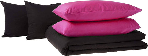 Tache Home Fashion Tache Cotton Hot Pink Black Reversible Comforter Set With Zipper Cover