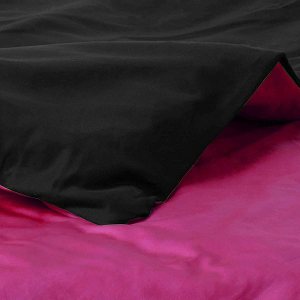 Tache Home Fashion Tache Cotton Hot Pink Black Reversible Comforter Set With Zipper Cover