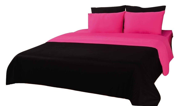 Tache Home Fashion Tache Cotton Hot Pink Black Reversible Comforter Set With Zipper Cover