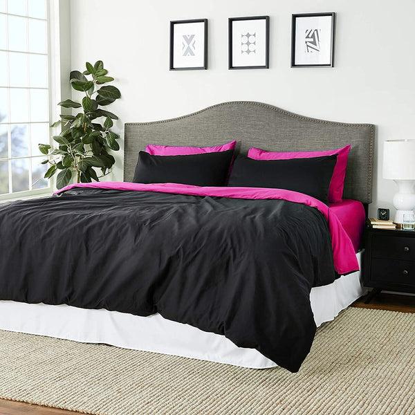 tache home fashion Tache Cotton Hot Pink Black Reversible Comforter Set With Zipper Cover