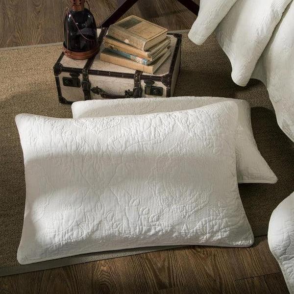 Tache Home Fashion Tache Cotton Ivory White Paisley Damask Matelassé Powder Snow Pillow Sham (JHW-643)