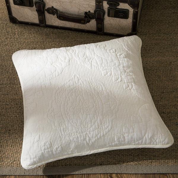 Tache Home Fashion Tache Cotton Ivory White Paisley Damask Matelassé Powder Snow Cushion Covers Euro Sham (JHW-643)