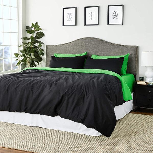 tache home fashion Tache Cotton Lime Green Black Reversible Comforter Set With Zipper Cover