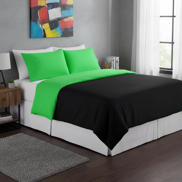 tache home fashion Tache Cotton Lime Green & Black Reversible Duvet Cover (DC32PC)