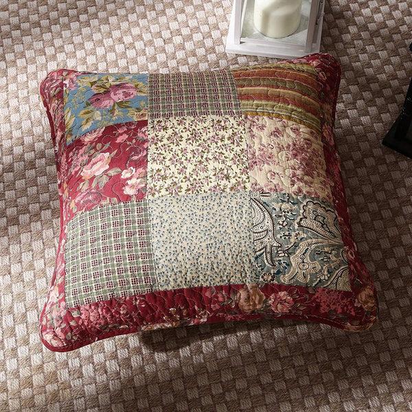 Tache Home Fashion Tache Cotton Patchwork Beige Burgundy Paisley Floral Fairy Tale Tea Party Cushion Covers Euro Sham (DXJ103443)