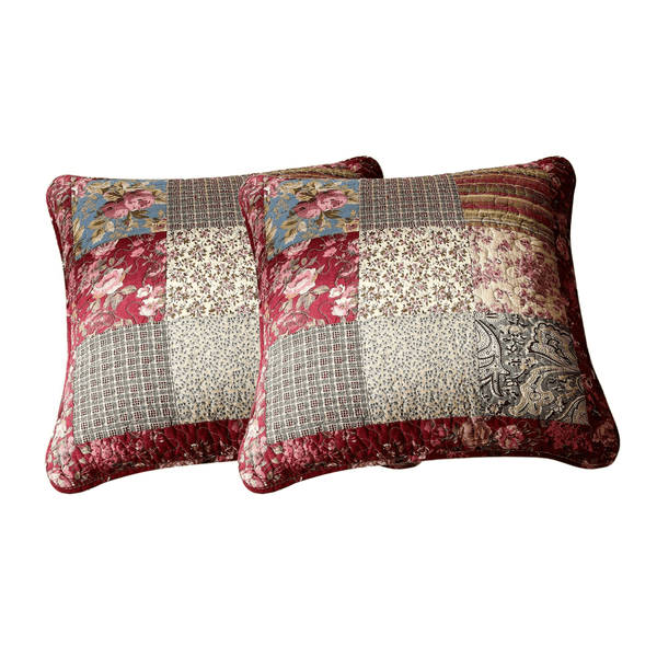 Tache Home Fashion Tache Cotton Patchwork Beige Burgundy Paisley Floral Fairy Tale Tea Party Cushion Covers Euro Sham (DXJ103443)