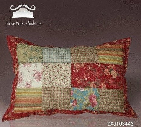 Tache Home Fashion Tache Cotton Patchwork Beige Burgundy Paisley Floral Fairy Tale Tea Party Pillow Sham (DXJ103443)