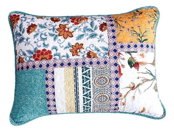 tache home fashion Tache Cotton Patchwork Blue Yellow Old World Hummingbirds Garden Pillow Sham (JHW-936)