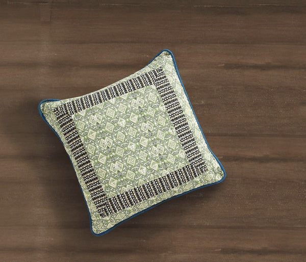 Tache Home Fashion Tache Cotton Patchwork Teal Blue Green Paisley Bohemian Ocean Cushion Cover 2-Pieces (JHW-888)