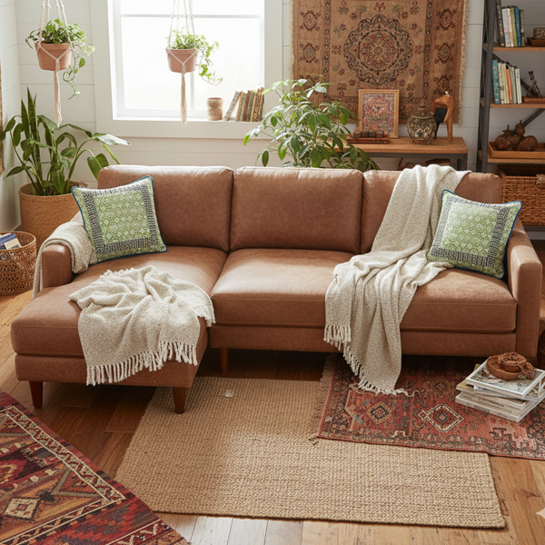 Tache Home Fashion Tache Cotton Patchwork Teal Blue Green Paisley Bohemian Ocean Cushion Cover 2-Pieces (JHW-888)