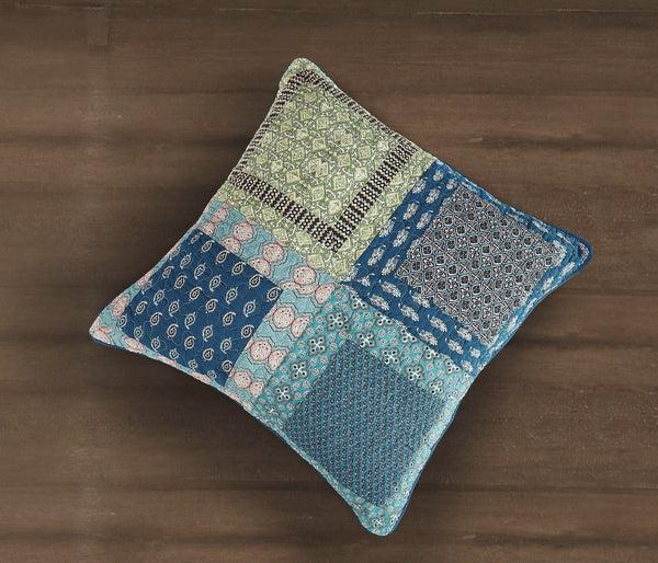 Tache Home Fashion Tache Cotton Patchwork Teal Blue Green Paisley Bohemian Ocean Euro Sham (JHW-888)