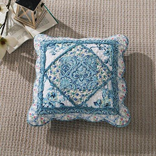 Tache Home Fashion Tache Cotton Patchwork White Blue Floral Scalloped Petal Dance Cushion Covers Euro Sham (JHW-646)