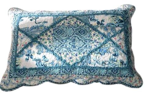 tache home fashion Tache Cotton Patchwork White Blue Floral Scalloped Petal Dance Pillow Sham (JHW-646)