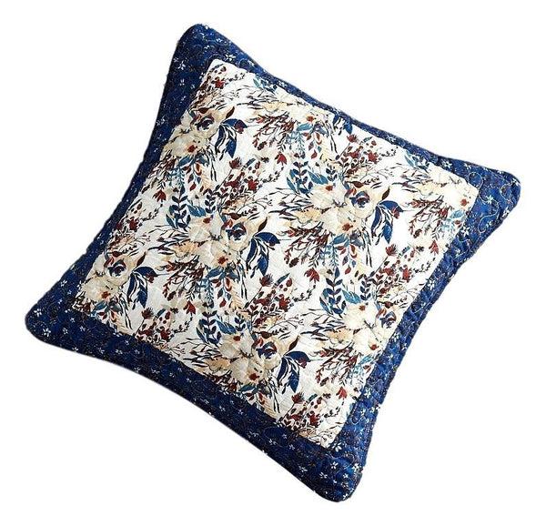 Tache Home Fashion Tache Cotton Patchwork White Blue Yellow Brown Floral Prairie Sunset Cushion Cover 2-Pieces (JHW-887)