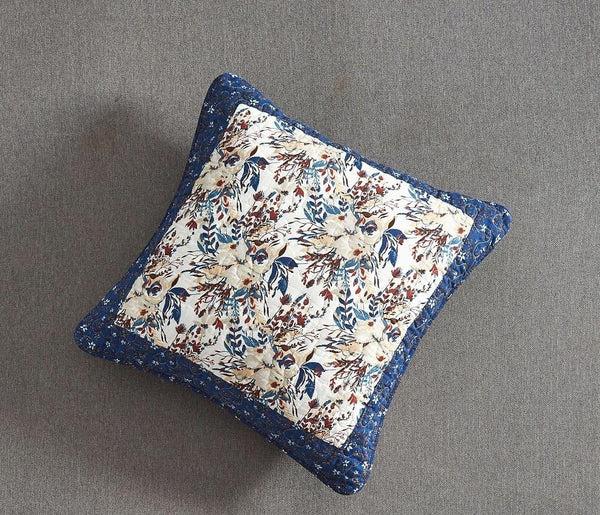 Tache Home Fashion Tache Cotton Patchwork White Blue Yellow Brown Floral Prairie Sunset Cushion Cover 2-Pieces (JHW-887)