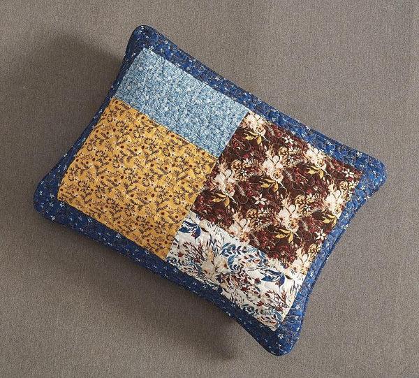 Tache Home Fashion Tache Cotton Patchwork White Blue Yellow Brown Floral Prairie Sunset Pillow Sham (JHW-887)