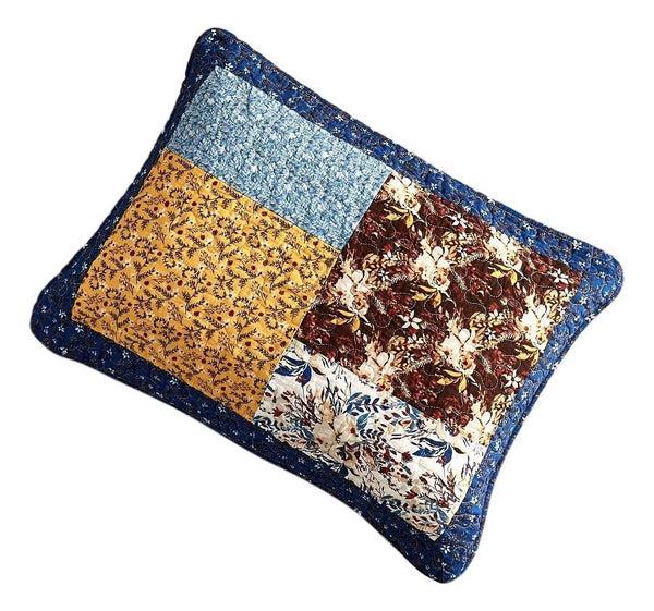 tache home fashion Tache Cotton Patchwork White Blue Yellow Brown Floral Prairie Sunset Pillow Sham (JHW-887)