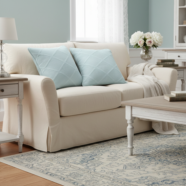 Tache Home Fashion Tache Cotton Seafoam Blue Soothing Pastel Diamond Cushion Covers Euro Sham (JHW-856)