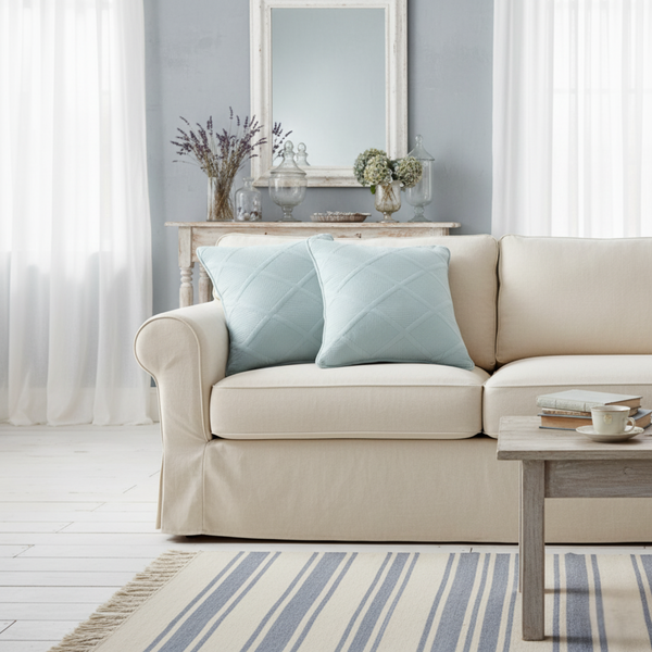 Tache Home Fashion Tache Cotton Seafoam Blue Soothing Pastel Diamond Cushion Covers Euro Sham (JHW-856)